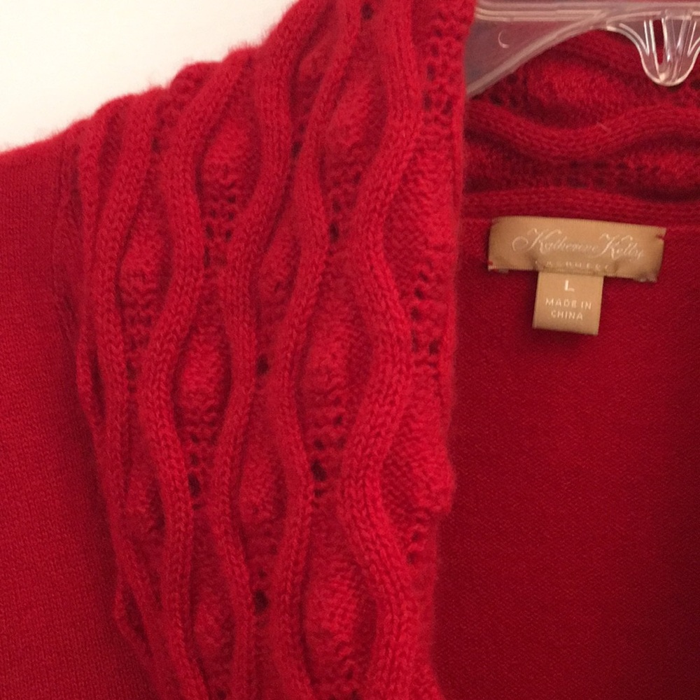 Katherine Kelly L Red cashmere sweater